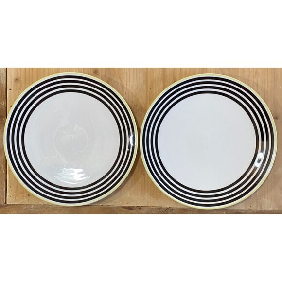2 Kate Spade Dalton Street Lenox Salad Plates Striped Black Yellow - Picture 3 of 4